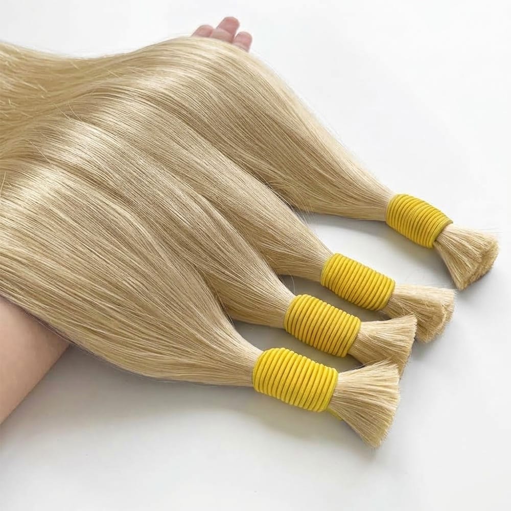 Stragiht 100% Raw Virgin Human Hair Bundles - (No Weft) Bulk Hair / Platinum Blonde LINKTOWIG