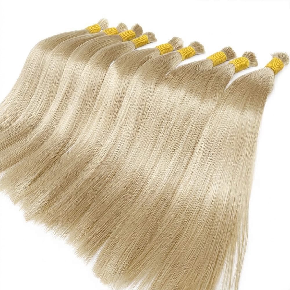 Stragiht 100% Raw Virgin Human Hair Bundles - (No Weft) Bulk Hair / Platinum Blonde LINKTOWIG