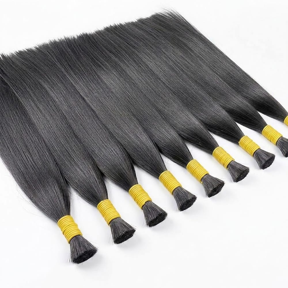 Stragiht 100% Raw Virgin Human Hair Bundles - (No Weft) Bulk Hair / Silver Grey LINKTOWIG