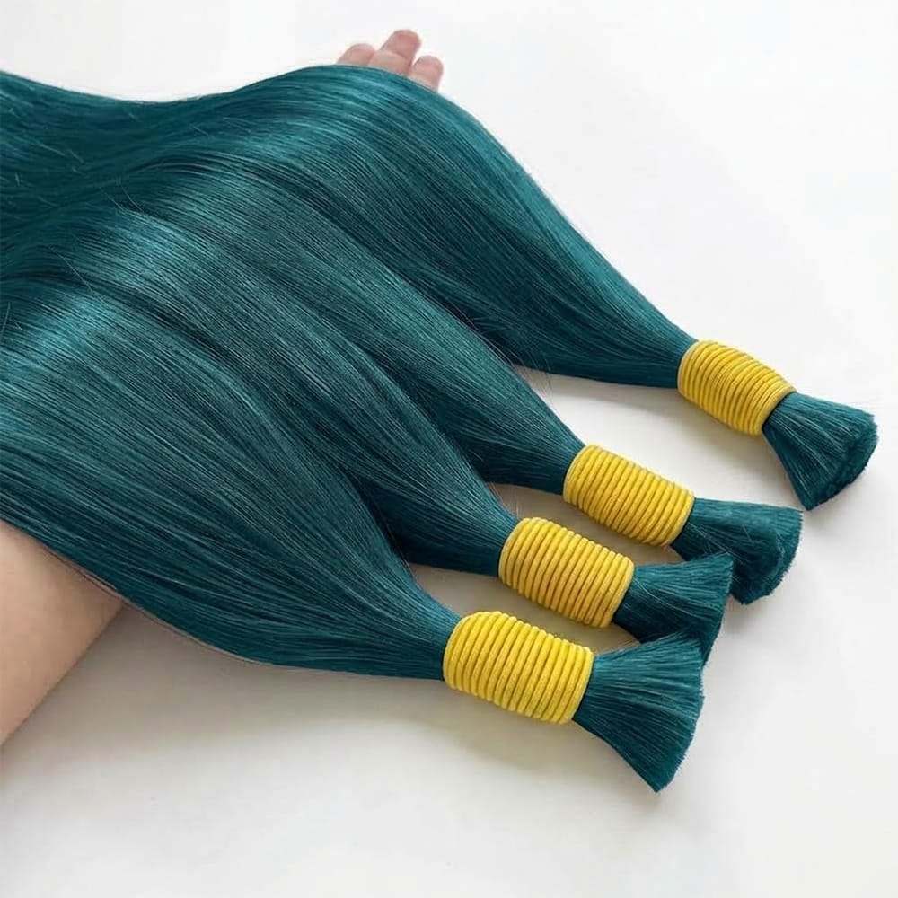 Stragiht 100% Raw Virgin Human Hair Bundles - (No Weft) Bulk Hair / Teal Green LINKTOWIG