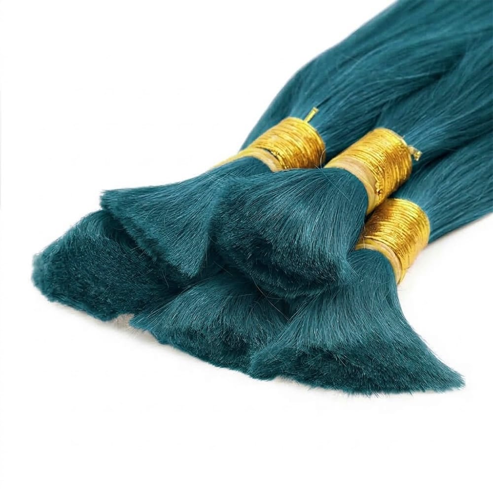Stragiht 100% Raw Virgin Human Hair Bundles - (No Weft) Bulk Hair / Teal Green LINKTOWIG