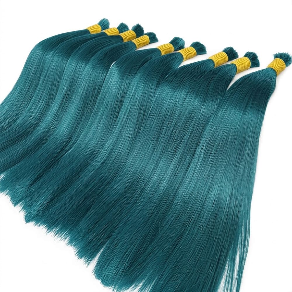 Stragiht 100% Raw Virgin Human Hair Bundles - (No Weft) Bulk Hair / Teal Green LINKTOWIG