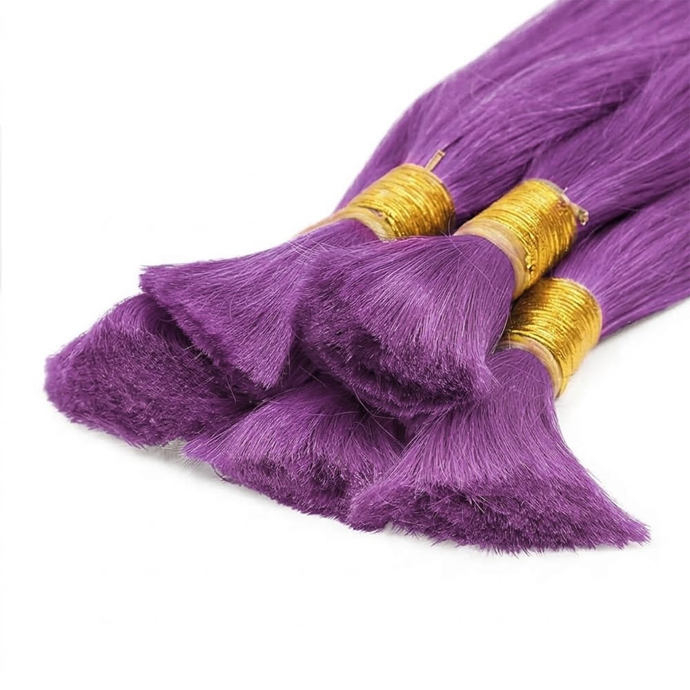 Stragiht 100% Raw Virgin Human Hair Bundles - (No Weft) Bulk Hair / Violet Purple LINKTOWIG
