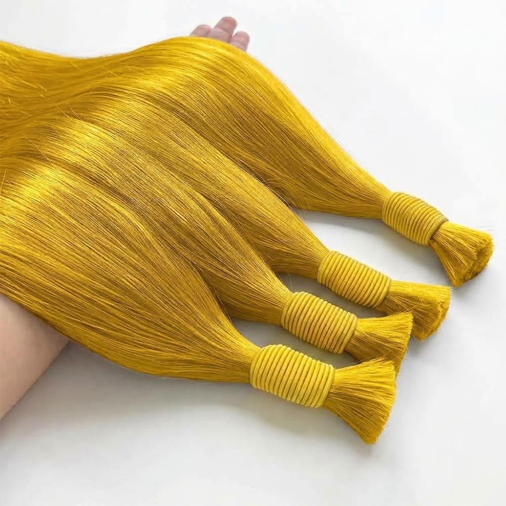 Stragiht 100% Raw Virgin Human Hair Bundles - (No Weft) Bulk Hair / Yellow LINKTOWIG