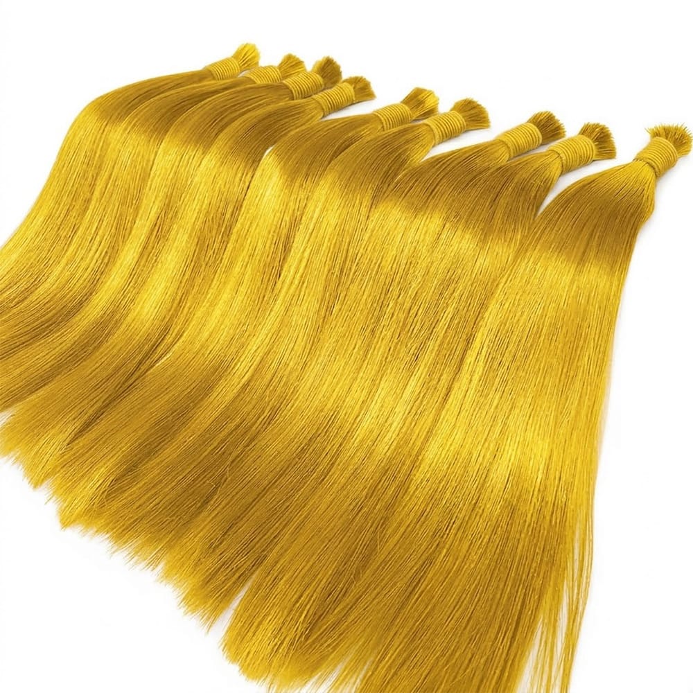 Stragiht 100% Raw Virgin Human Hair Bundles - (No Weft) Bulk Hair / Yellow LINKTOWIG