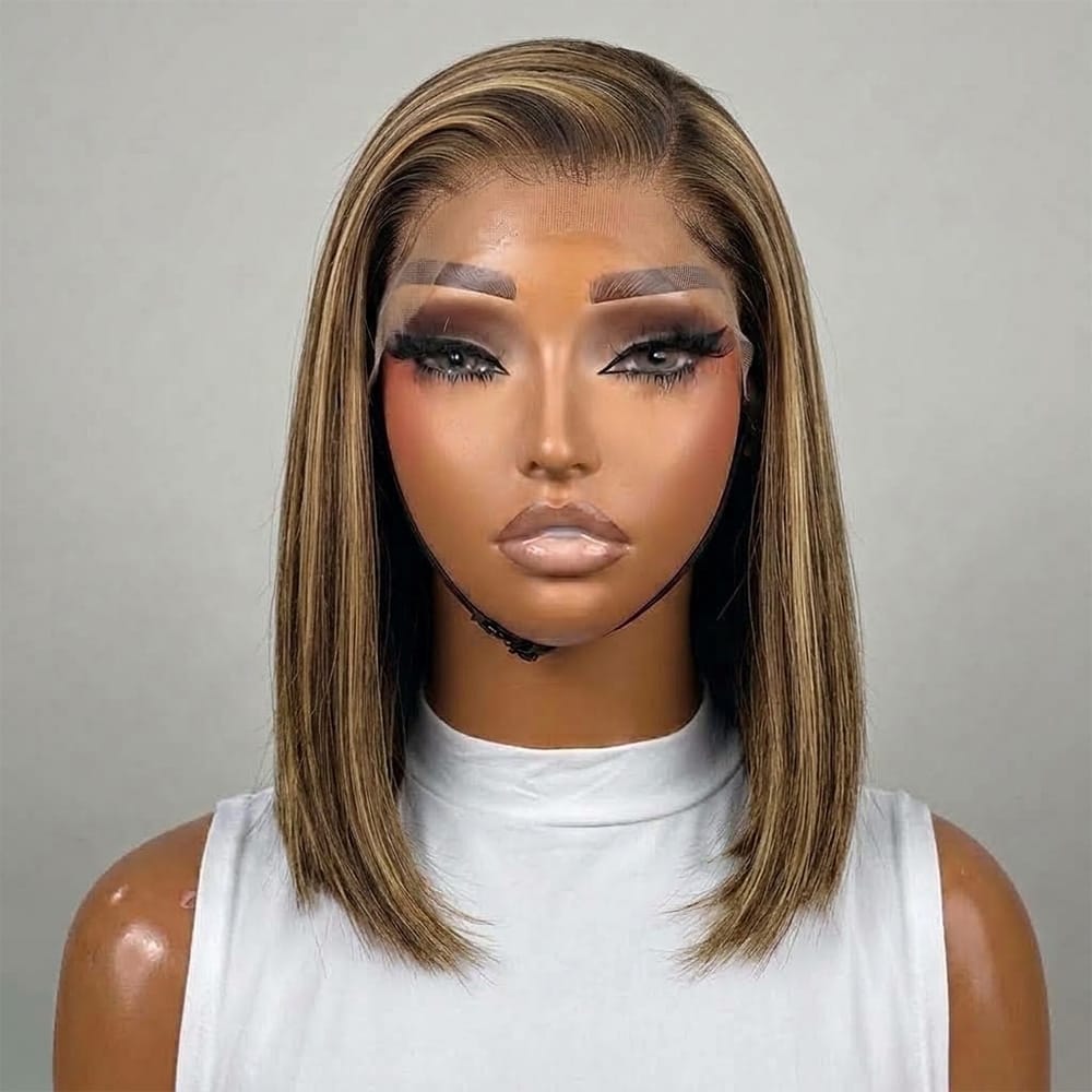 Straight Bob Side Part HD Lace Front Wig 100% Virgin Human Hair / Chocolate Brown LINKTOWIG