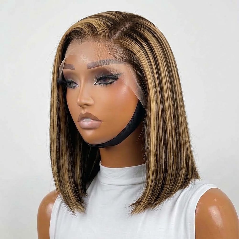 Straight Bob Side Part HD Lace Front Wig 100% Virgin Human Hair / Chocolate Brown LINKTOWIG