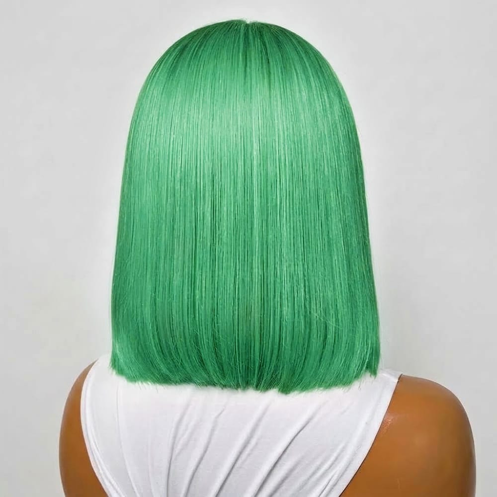 Straight Bob Side Part HD Lace Front Wig 100% Virgin Human Hair / Dark Emerald Green LINKTOWIG