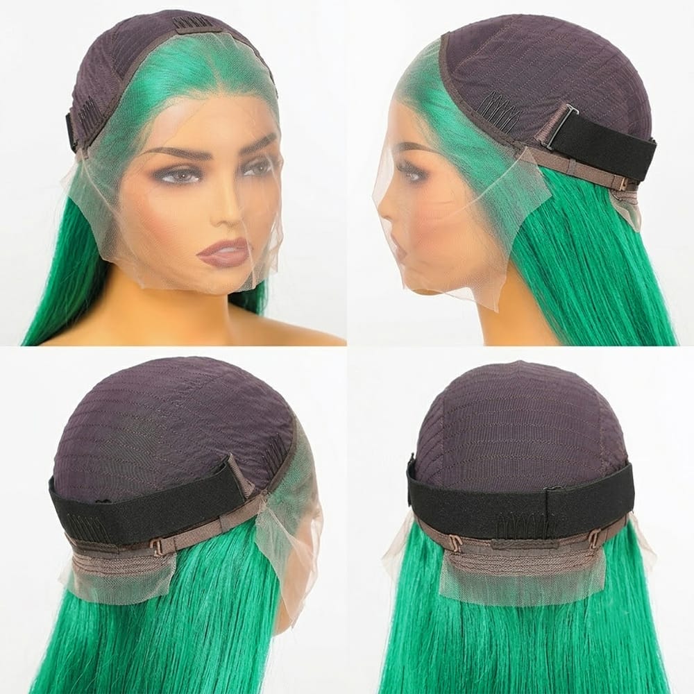 Straight Bob Side Part HD Lace Front Wig 100% Virgin Human Hair / Dark Emerald Green LINKTOWIG