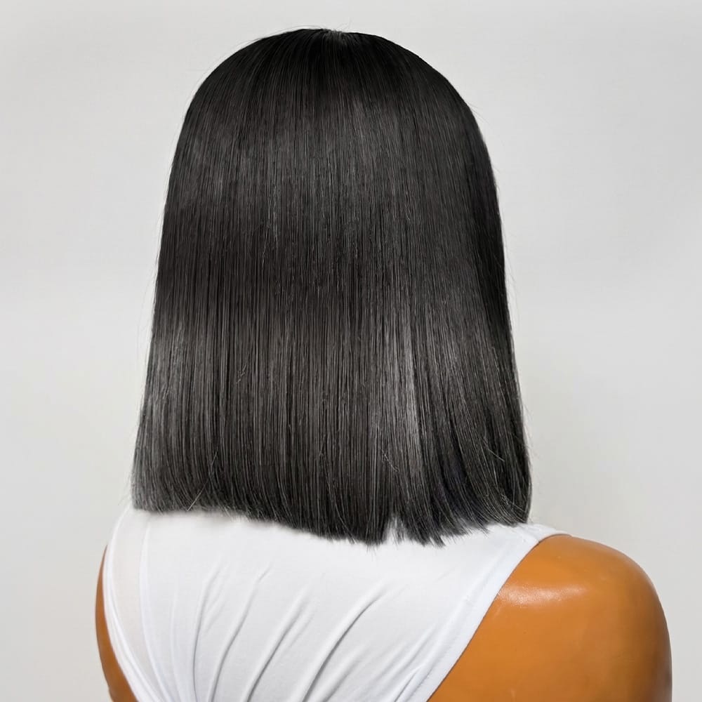 Straight Bob Side Part HD Lace Front Wig 100% Virgin Human Hair / Dark Roots LINKTOWIG