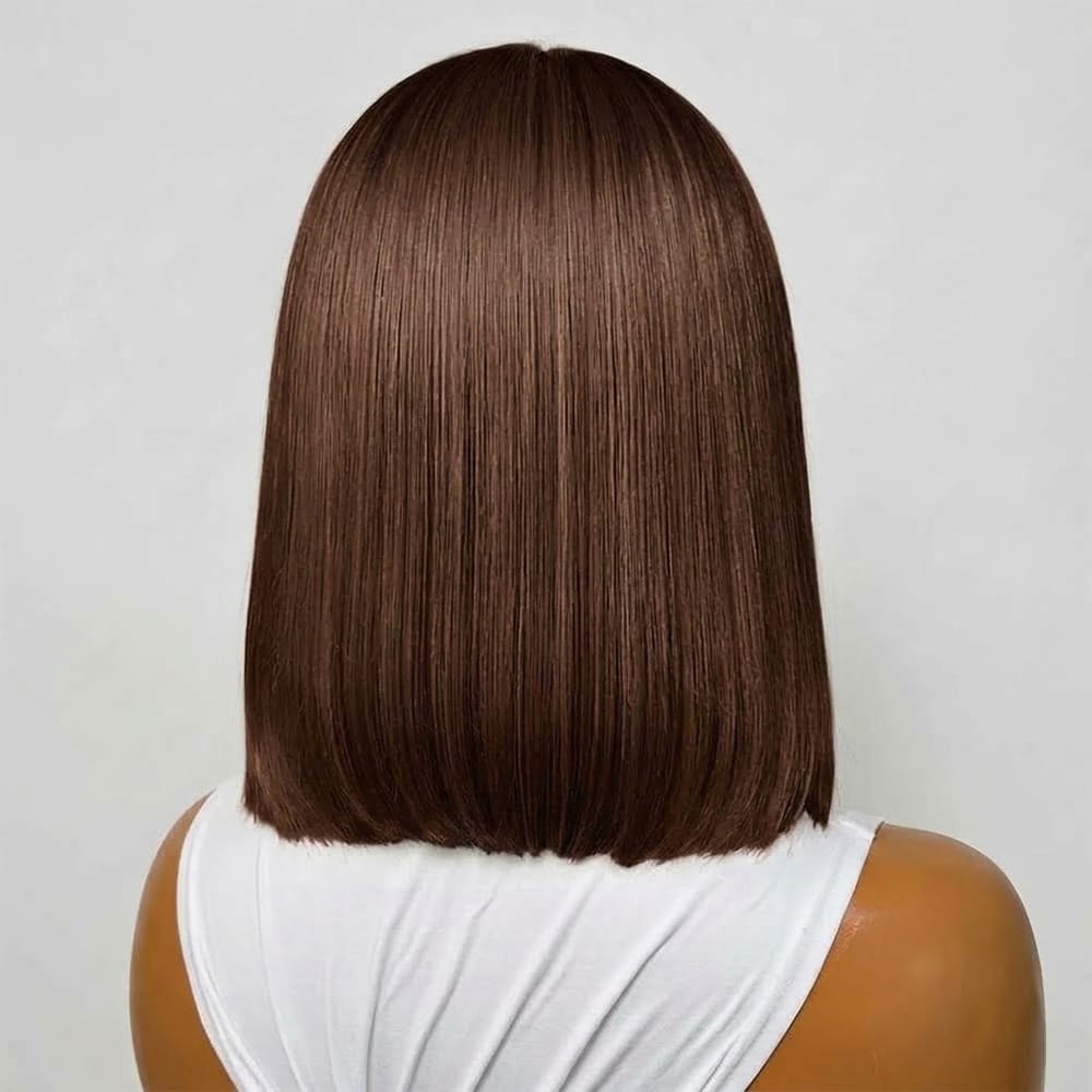 Straight Bob Side Part HD Lace Front Wig 100% Virgin Human Hair / Espresso Brown LINKTOWIG