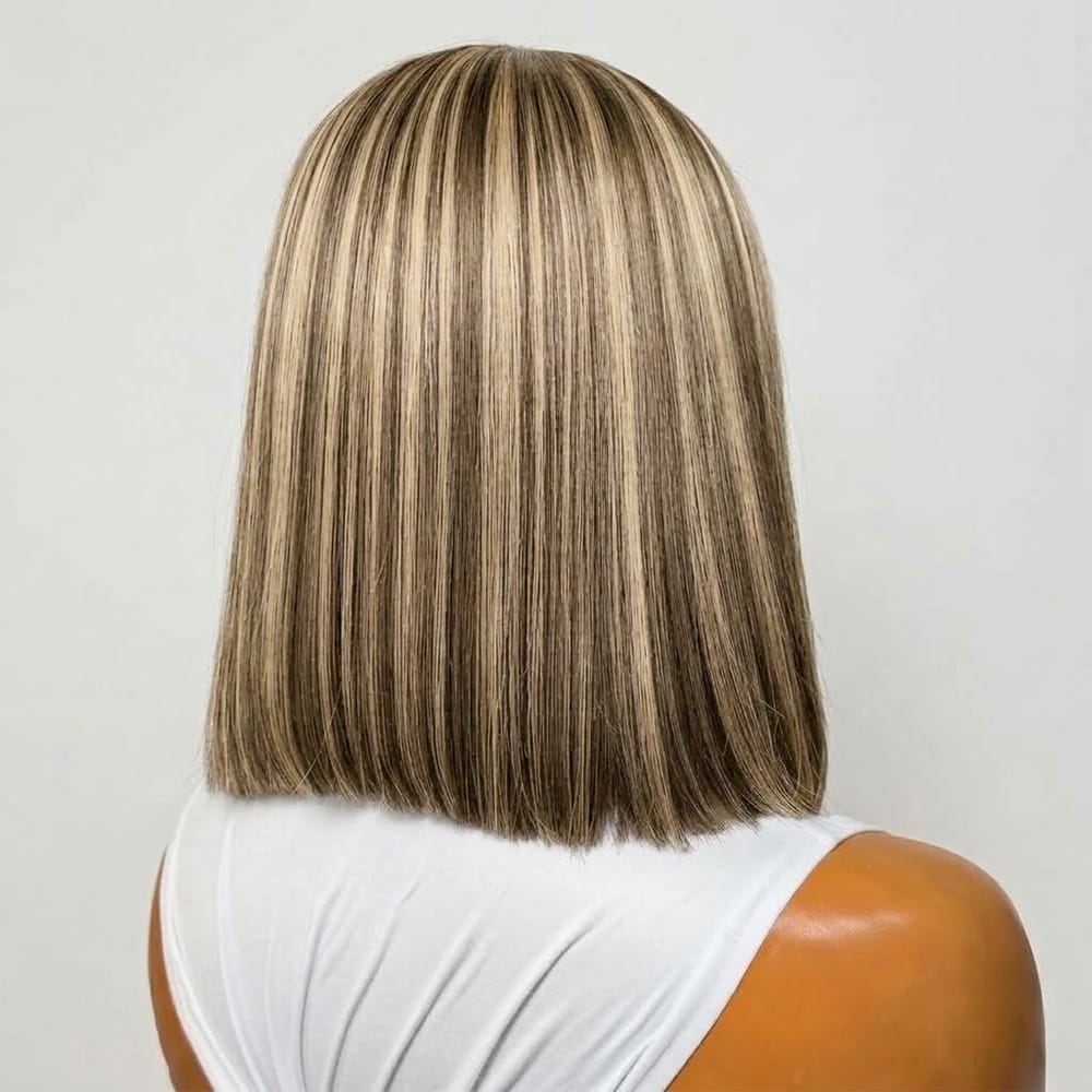 Straight Bob Side Part HD Lace Front Wig 100% Virgin Human Hair / Honey Brown LINKTOWIG