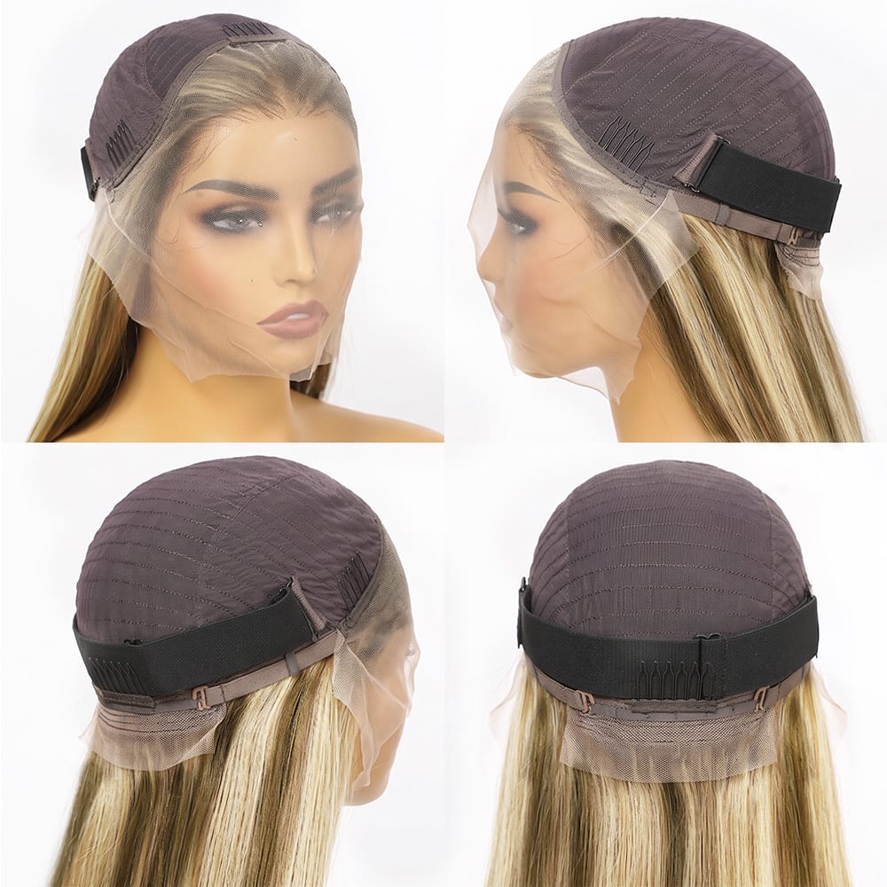 Straight Bob Side Part HD Lace Front Wig 100% Virgin Human Hair / Piano Highlight Silver Grey LINKTOWIG