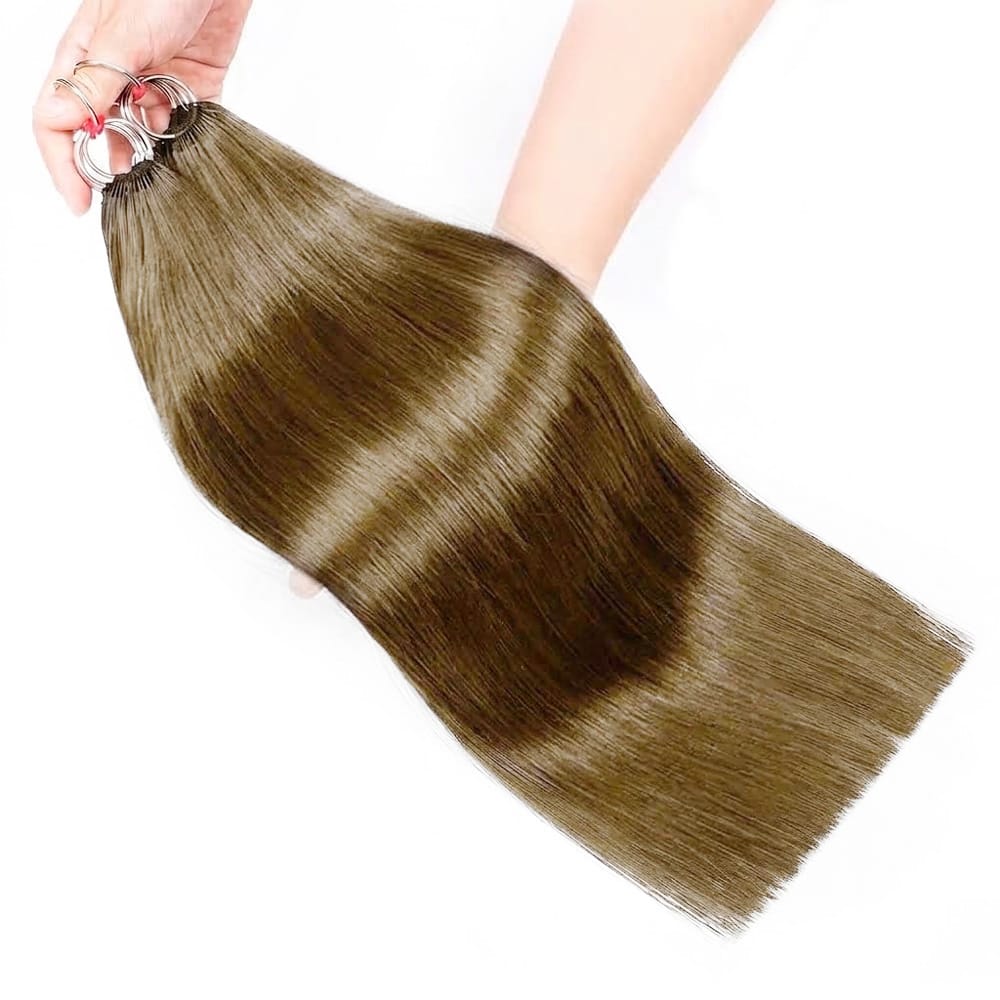 Straight Hair Bundles / Feather Hair Extensions — 100% Virgin Human Hair / Ash Brown LINKTOWIG