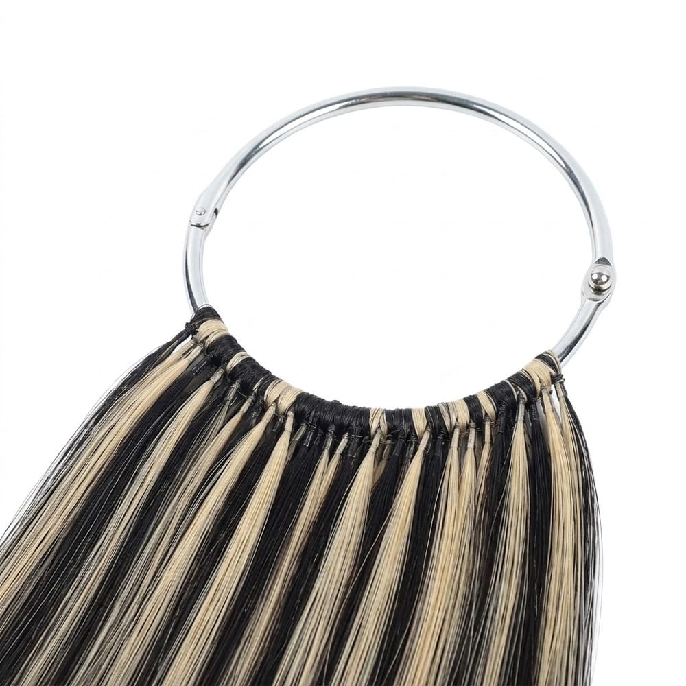 Straight Hair Bundles / Feather Hair Extensions — 100% Virgin Human Hair / Black and grey blended highlights LINKTOWIG