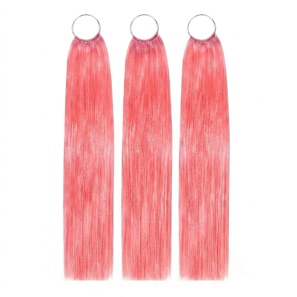 Straight Hair Bundles / Feather Hair Extensions — 100% Virgin Human Hair / Bubblegum Pink LINKTOWIG