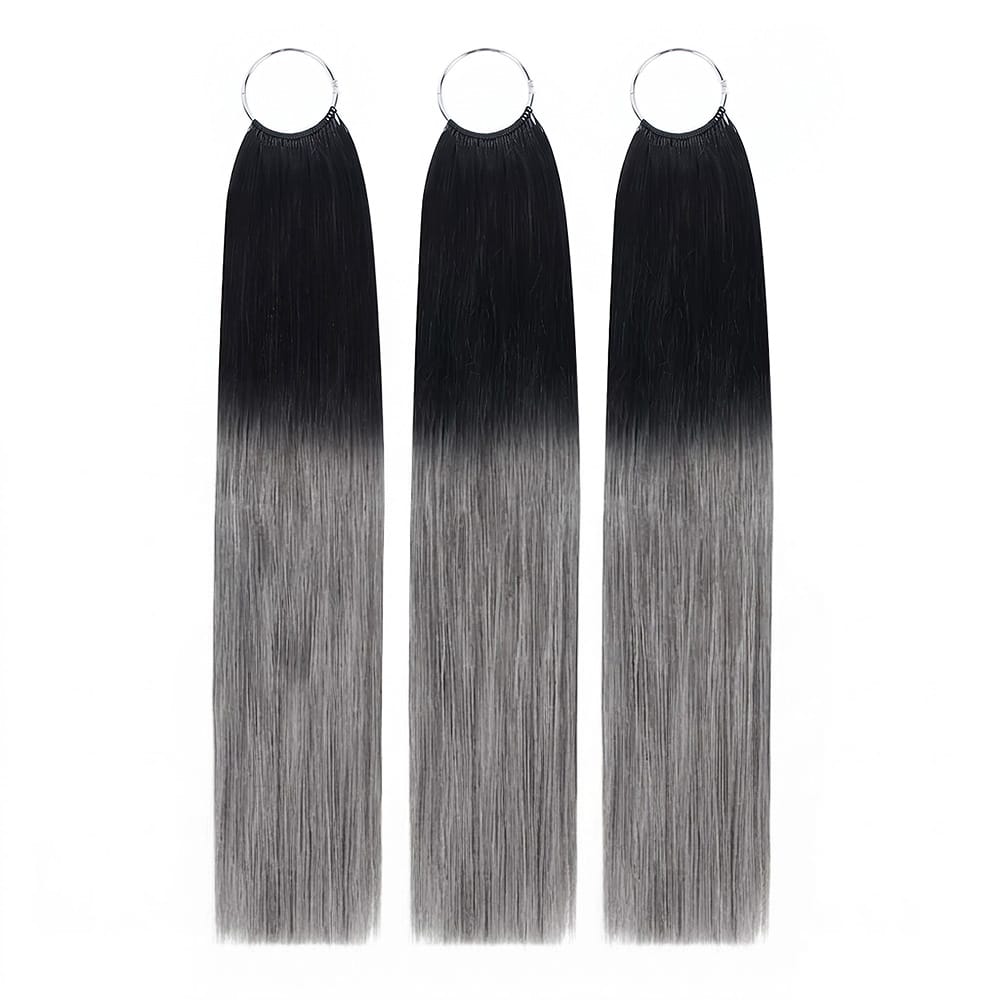 Straight Hair Bundles / Feather Hair Extensions — 100% Virgin Human Hair / Dark Roots LINKTOWIG