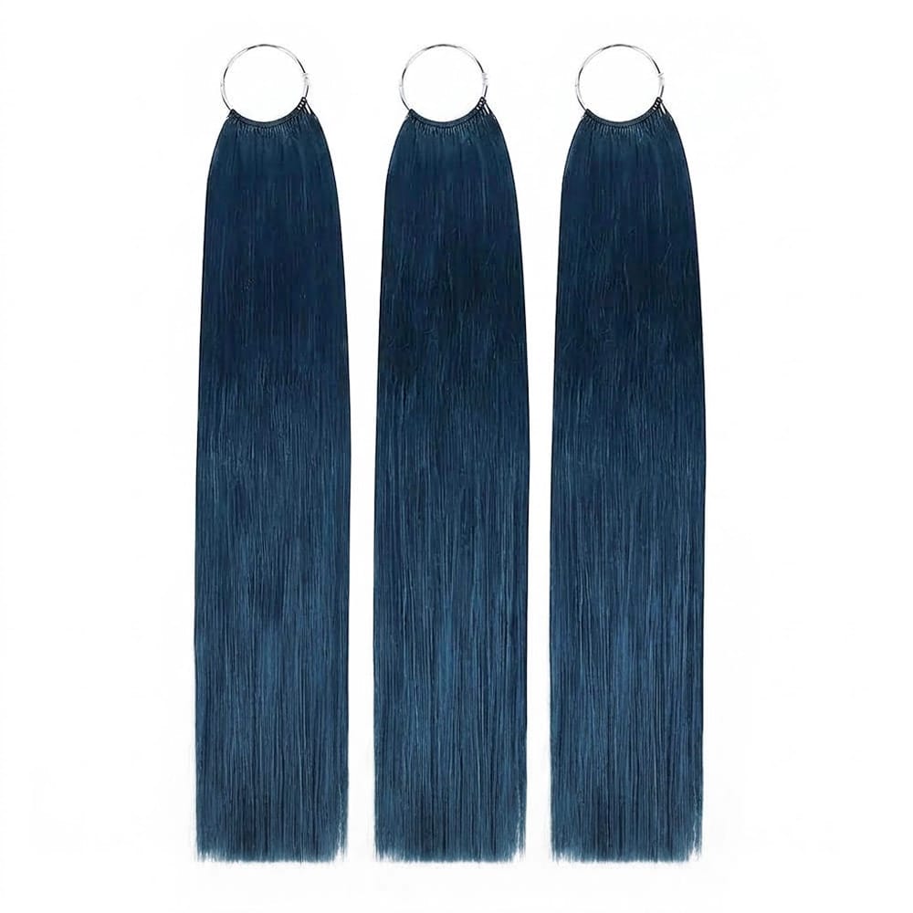 Straight Hair Bundles / Feather Hair Extensions — 100% Virgin Human Hair / Midnight Blue LINKTOWIG