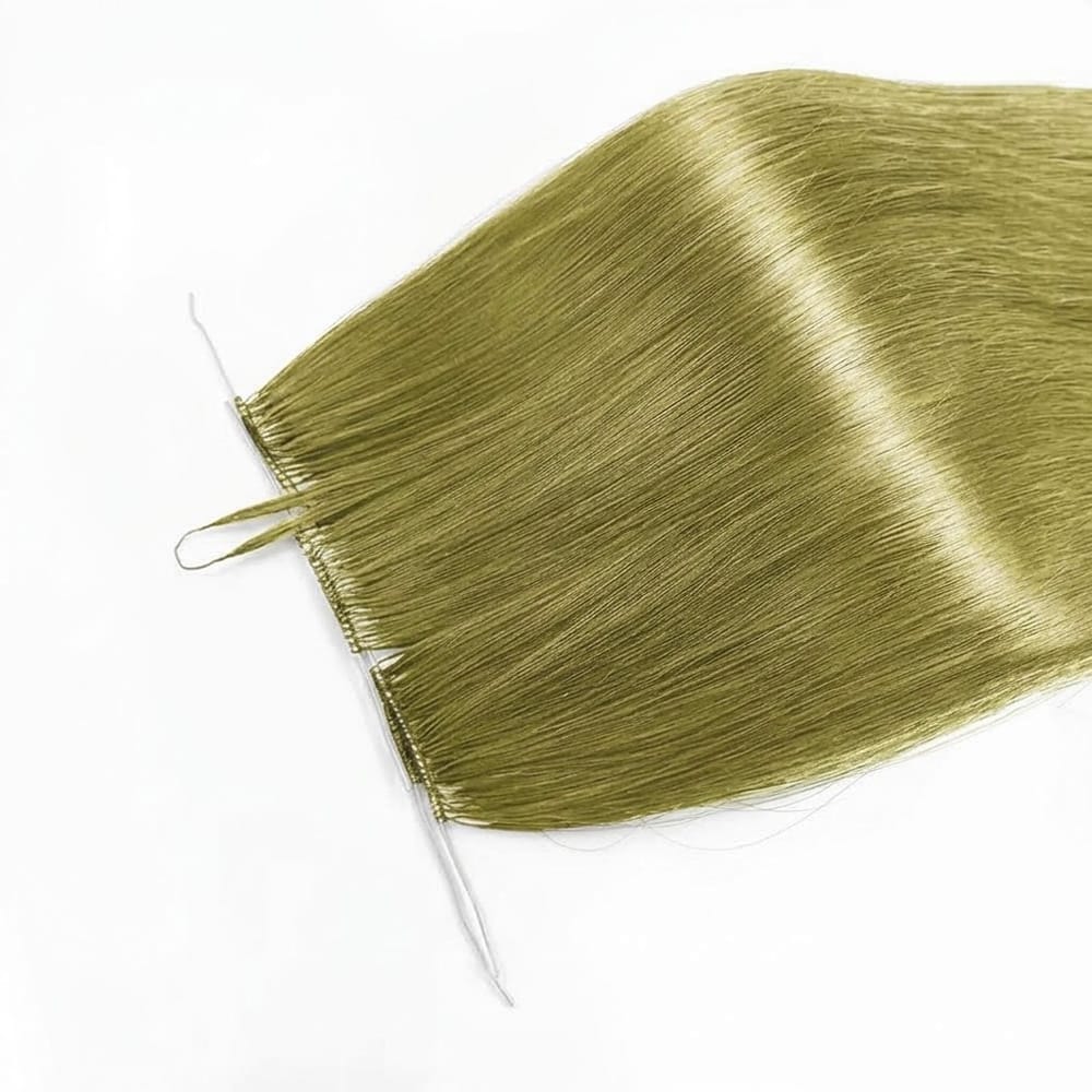 Straight Hair Bundles / Feather Hair Extensions — 100% Virgin Human Hair / Olive Green Blonde LINKTOWIG