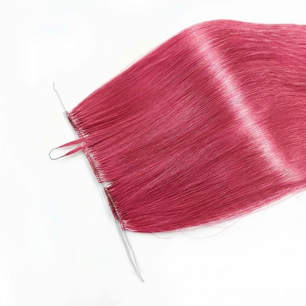 Straight Hair Bundles / Feather Hair Extensions — 100% Virgin Human Hair / pink LINKTOWIG
