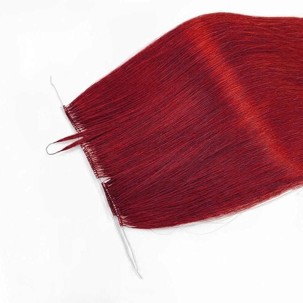 Straight Hair Bundles / Feather Hair Extensions — 100% Virgin Human Hair / Ruby Red LINKTOWIG