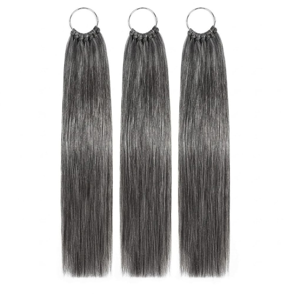 Straight Hair Bundles / Feather Hair Extensions — 100% Virgin Human Hair / Silver Grey LINKTOWIG