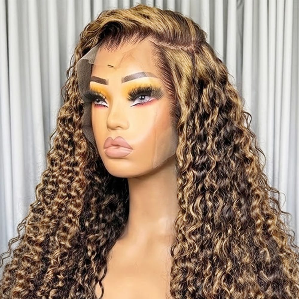 Deep Wave HD Lace Super Natural Lace Frontal Human Hair Wigs Chocolate Brown LINKTOWIG