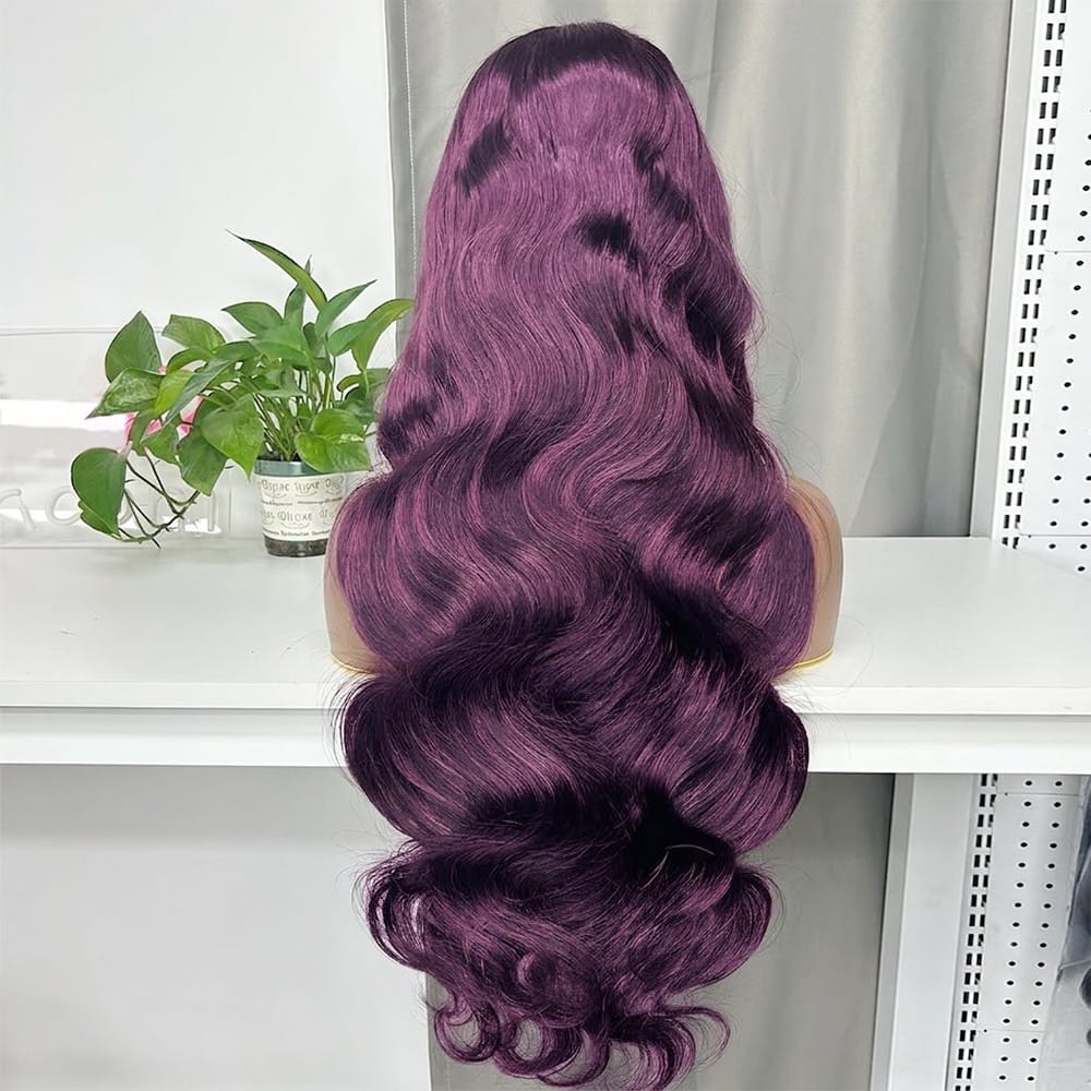 Body Wave HD Lace Super Natural Lace Frontal Human Hair Wigs Violet Purple LINKTOWIG