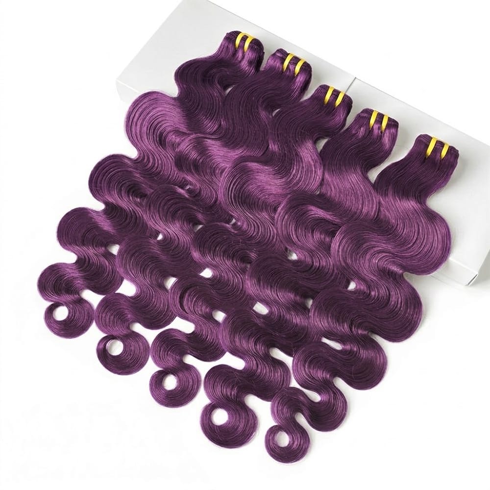 Body Wave Luxury Natural Hair Weft – 100% Virgin Human Hair / Wig Violet Purple LINKTOWIG