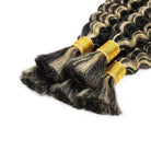 Burmese Curly 100% Raw Virgin  Human Hair Bundles - (No Weft) Bulk Hair  3 Bundles / Black and grey blended highlights LINKTOWIG