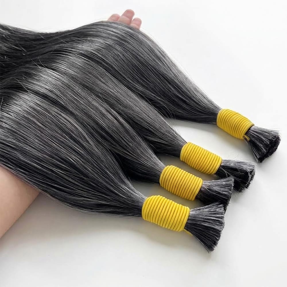 Stragiht 100% Raw Virgin  Human Hair Bundles - (No Weft) Bulk Hair / Silver Grey LINKTOWIG