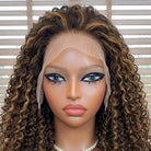 Afro Kinky Curly HD Lace Super Natural Lace Frontal Human Hair Wigs Ash Blonde Highlights LINKTOWIG