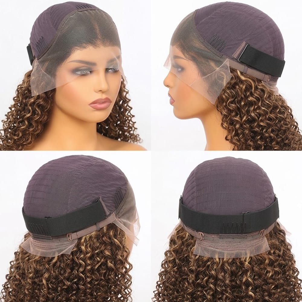 Afro Kinky Curly HD Lace Super Natural Lace Frontal Human Hair Wigs Ash Blonde Highlights LINKTOWIG