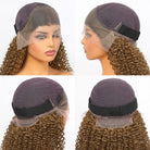 Afro Kinky Curly HD Lace Super Natural Lace Frontal Human Hair Wigs Ash Brown LINKTOWIG
