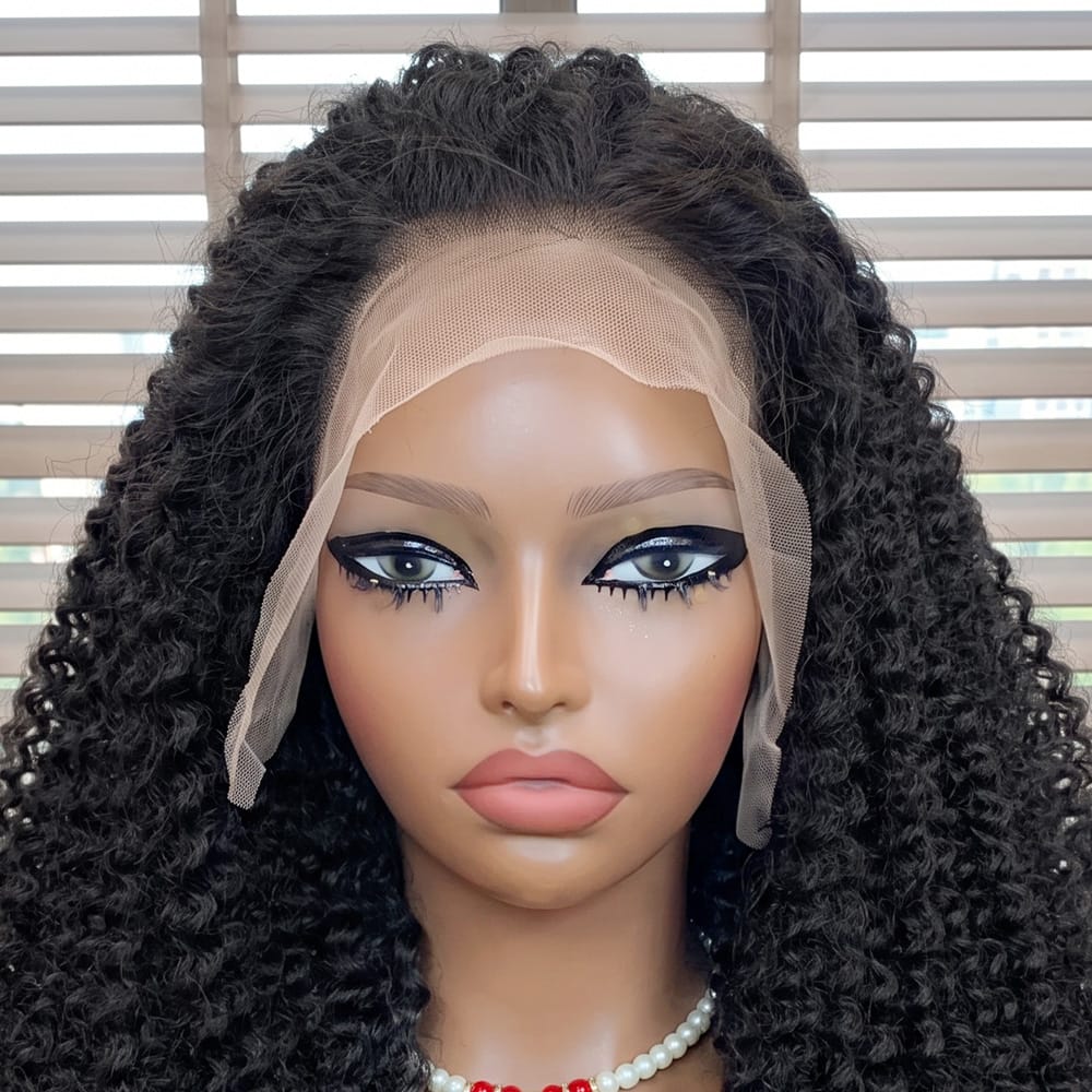 Afro Kinky Curly HD Lace Super Natural Lace Frontal Human Hair Wigs Black LINKTOWIG
