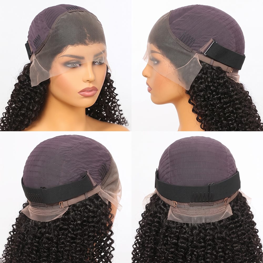 Afro Kinky Curly HD Lace Super Natural Lace Frontal Human Hair Wigs Black LINKTOWIG