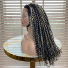 Afro Kinky Curly HD Lace Super Natural Lace Frontal Human Hair Wigs Black and grey blended highlights LINKTOWIG