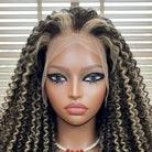 Afro Kinky Curly HD Lace Super Natural Lace Frontal Human Hair Wigs Black and grey blended highlights LINKTOWIG
