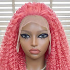 Afro Kinky Curly HD Lace Super Natural Lace Frontal Human Hair Wigs Bubblegum Pink LINKTOWIG