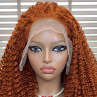 Afro Kinky Curly HD Lace Super Natural Lace Frontal Human Hair Wigs Burgundy LINKTOWIG