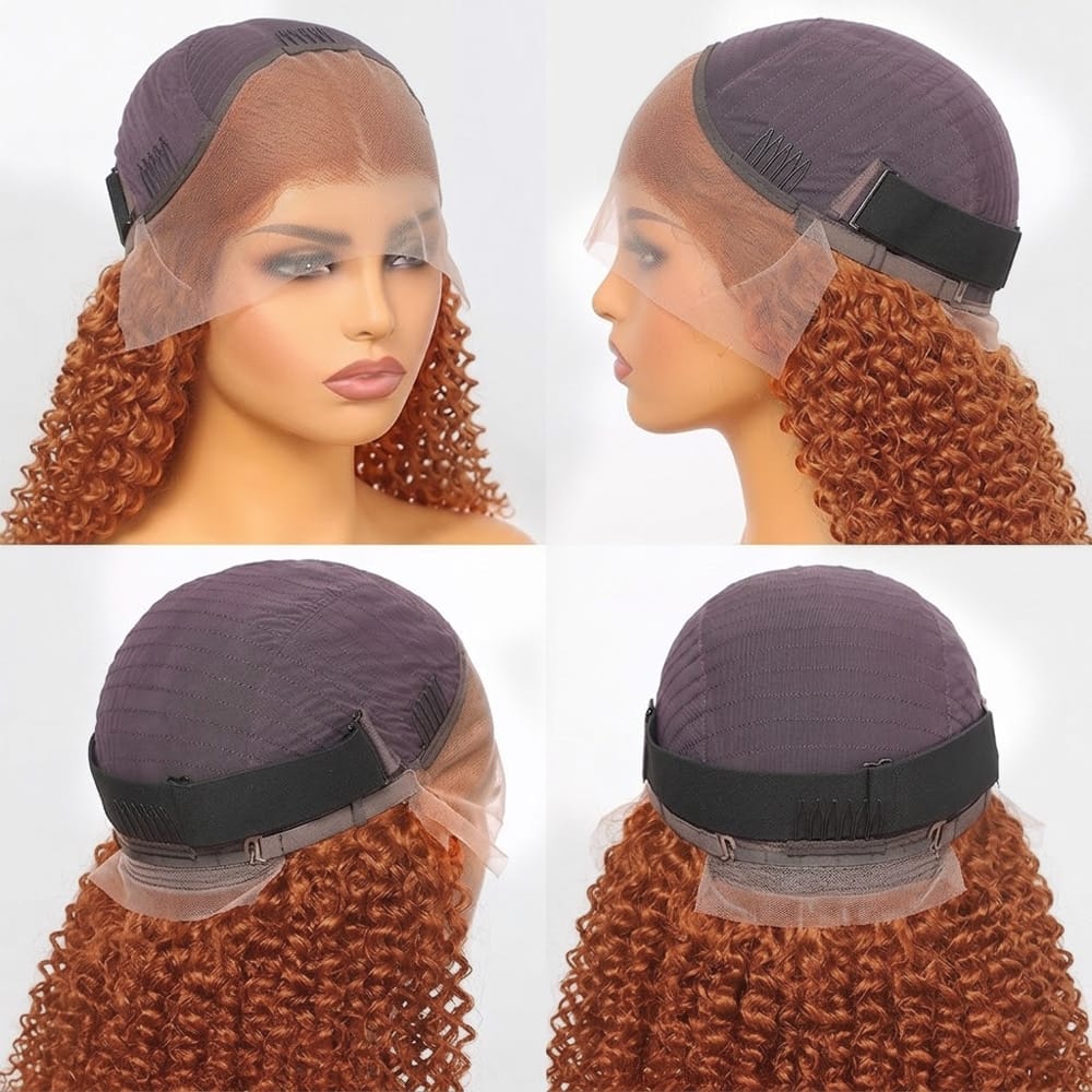 Afro Kinky Curly HD Lace Super Natural Lace Frontal Human Hair Wigs Burgundy LINKTOWIG