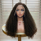 Afro Kinky Curly HD Lace Super Natural Lace Frontal Human Hair Wigs Chocolate Brown LINKTOWIG