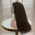 Afro Kinky Curly HD Lace Super Natural Lace Frontal Human Hair Wigs Chocolate Brown LINKTOWIG