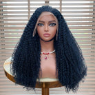 Afro Kinky Curly HD Lace Super Natural Lace Frontal Human Hair Wigs Dark Emerald Green LINKTOWIG