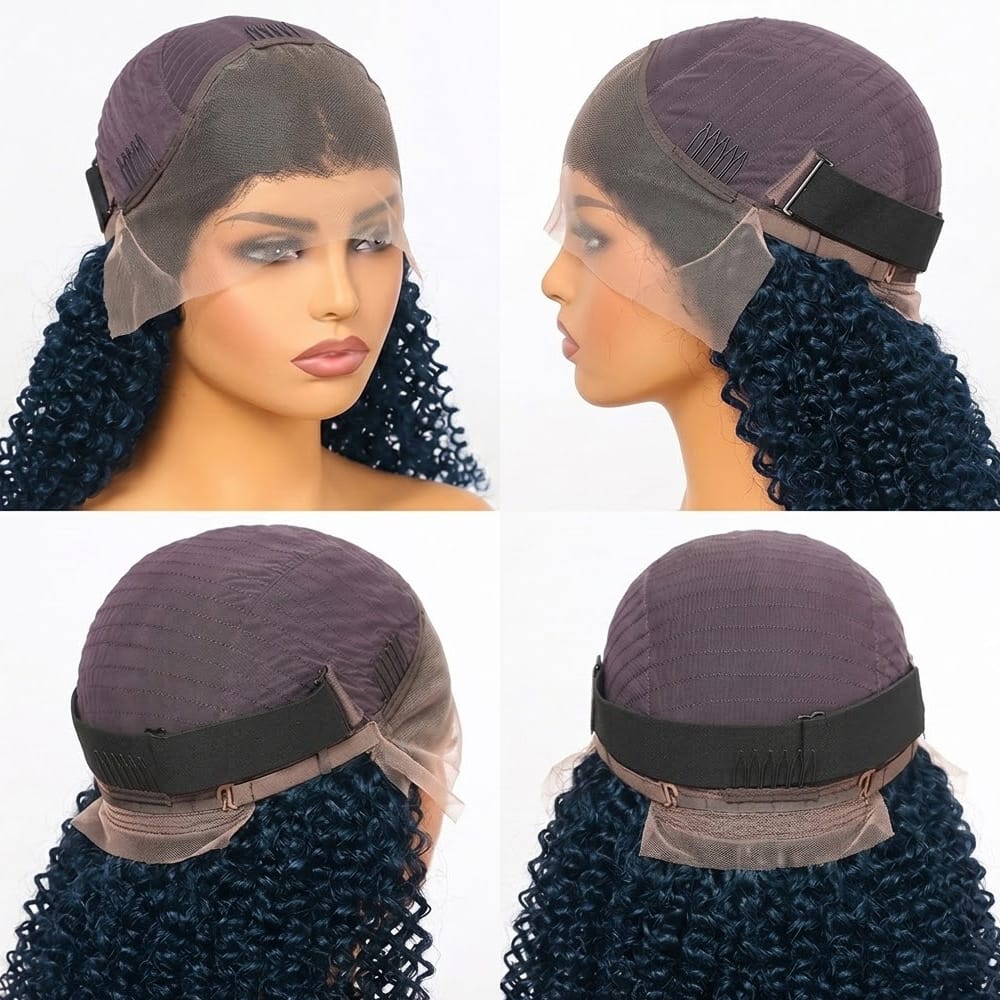 Afro Kinky Curly HD Lace Super Natural Lace Frontal Human Hair Wigs Dark Emerald Green LINKTOWIG