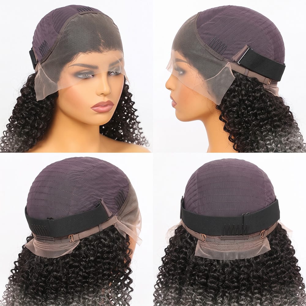 Afro Kinky Curly HD Lace Super Natural Lace Frontal Human Hair Wigs Dark Roots LINKTOWIG
