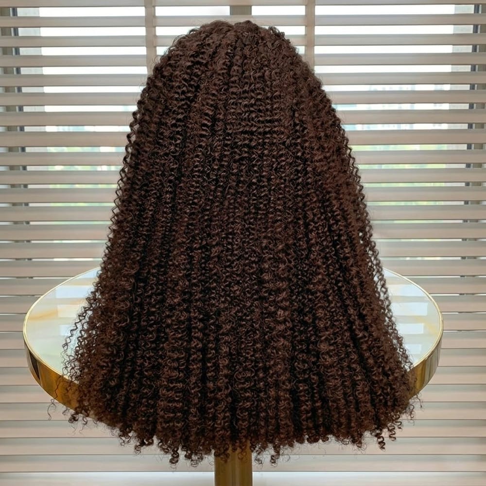 Afro Kinky Curly HD Lace Super Natural Lace Frontal Human Hair Wigs Espresso Brown LINKTOWIG