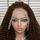 Afro Kinky Curly HD Lace Super Natural Lace Frontal Human Hair Wigs Espresso Brown LINKTOWIG