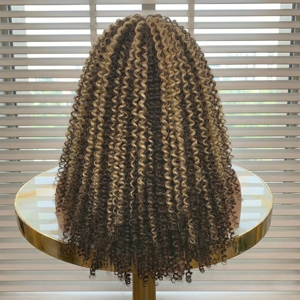 Afro Kinky Curly HD Lace Super Natural Lace Frontal Human Hair Wigs Honey Brown LINKTOWIG