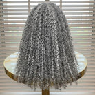 Afro Kinky Curly HD Lace Super Natural Lace Frontal Human Hair Wigs Light Charcoal Grey LINKTOWIG